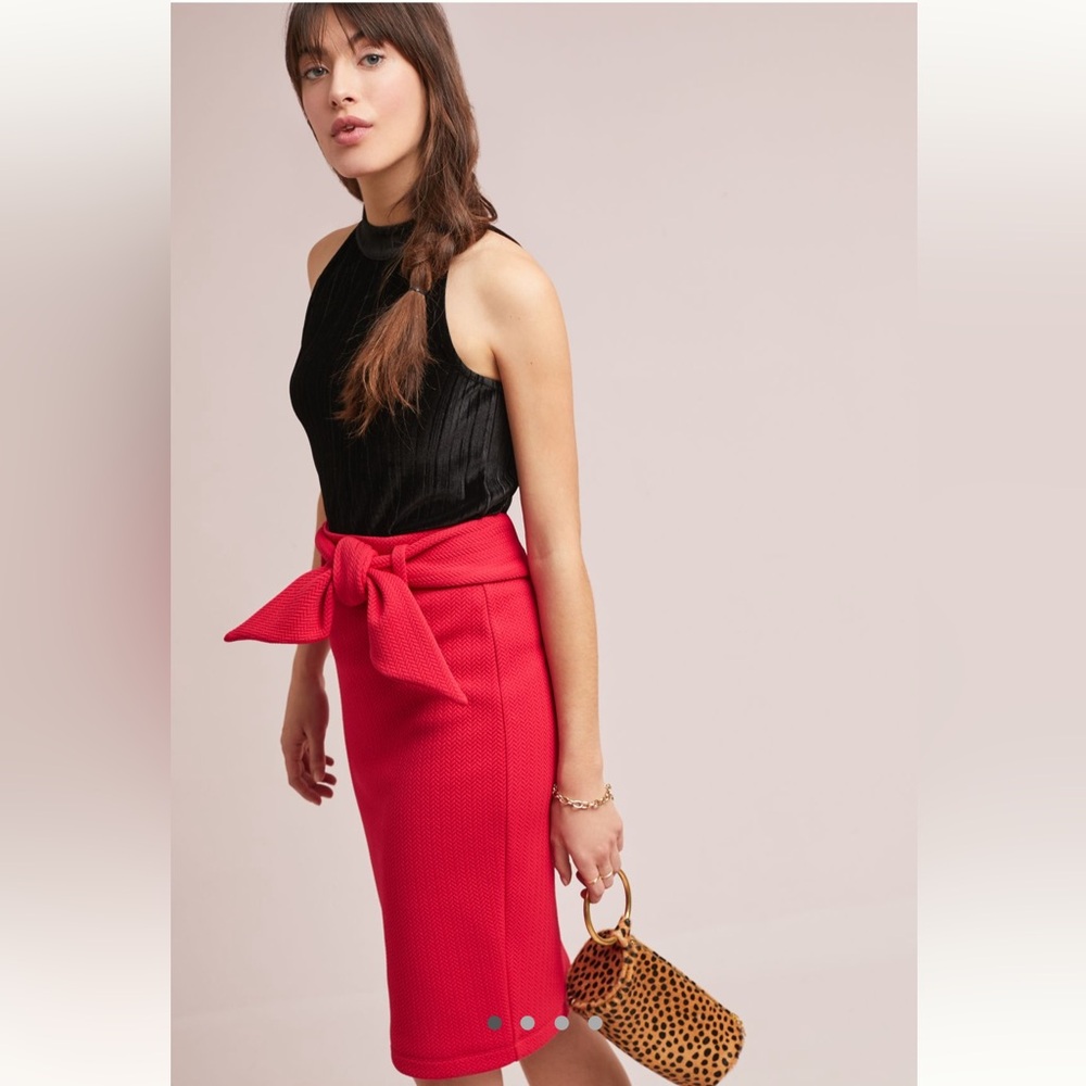 Anthropologie Bow-Tied Pencil Skirt Petite S